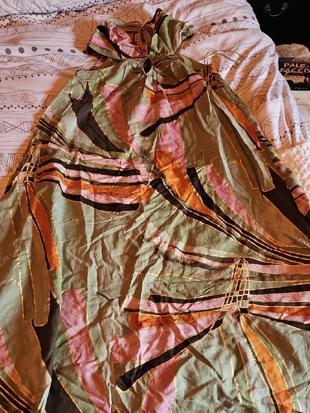Banana Republic Olive, Pink & Black Abstract Maxi Dress Size 4